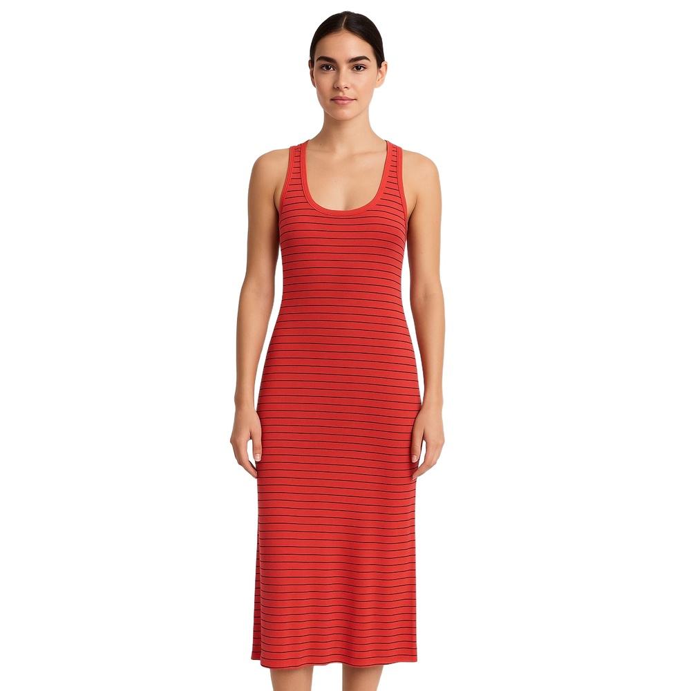 SUNDRY Red Black Striped Casual Relaxed Sleeveless Tank Dress Womens 1 Small